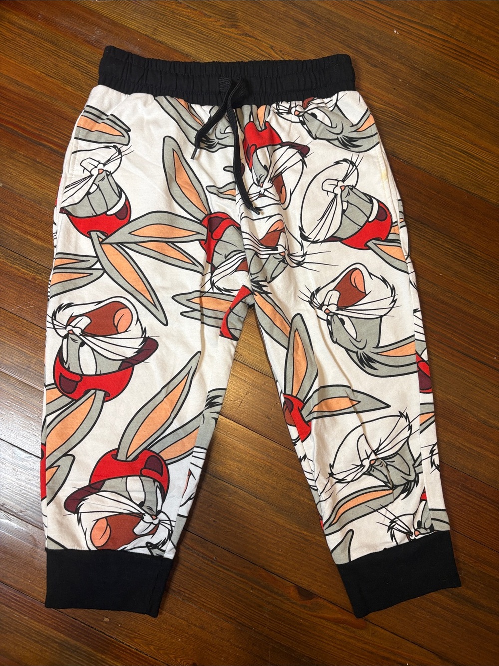 Warner Bros. Bugs Bunny All-Over Print Joggers in White, Red, Tan, Gray